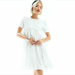 THE WHITE PEPPER Pleated Baby Doll Dress